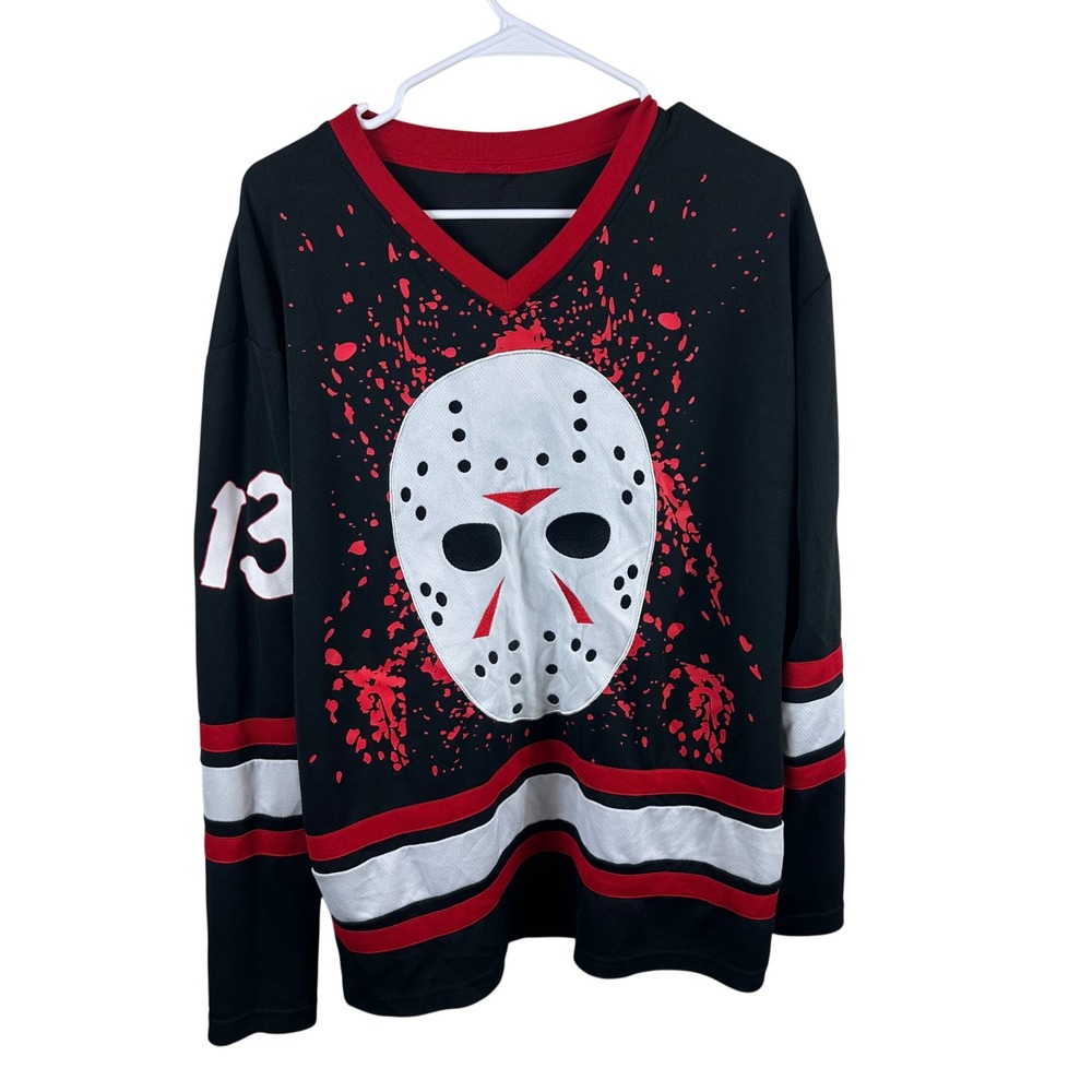 Friday the 13th Hockey Jersey Mens Large‎ Black Jason Voorhees Horror Movie 13